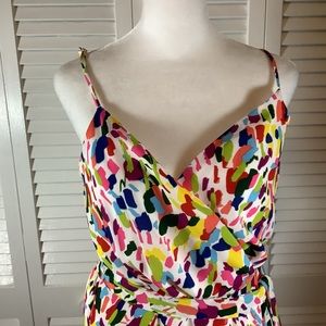 NWT Row A colorful faux wrap top dress, medium